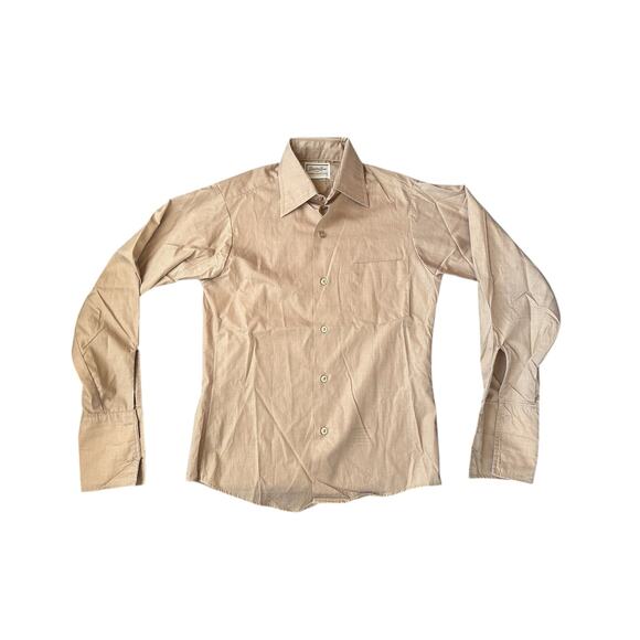 Vintage 70s 80s Hampshire House Van Heusen Khaki Shirt Mens Small Size 14 VTG - Picture 1 of 7